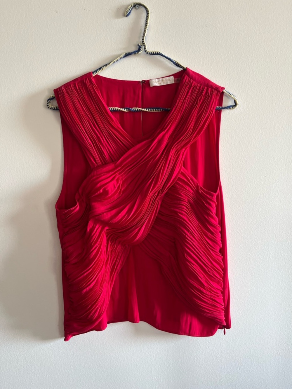 Ramy Brook Red Draped Pleated Sleeveless Top
